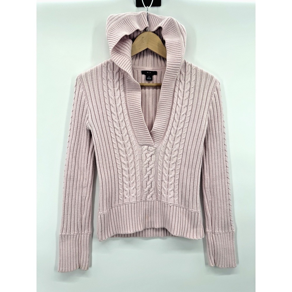 VTG 90s Y2K Gap Cable Knit Hooded Pastel Sweater Small Coquette Fisherman Preppy